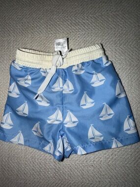 Kids Blue Sailboat One-Piece Swim Suit